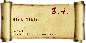 Bink Albin névjegykártya
